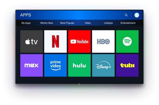 TV with the apps on the screen
