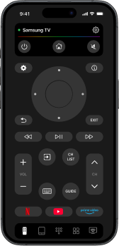 TVRem interface with a connected Samsung TV