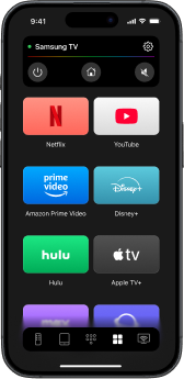 TVRem interface with a connected Samsung TV